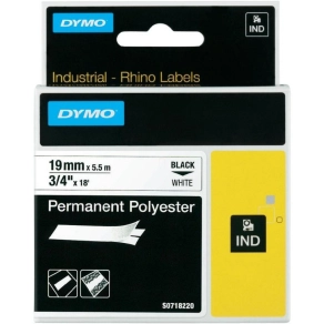   Dymo szalag ID1 polieszter 19mm x5,5m fehér  r, /18765/18484/  Rhino 5000-hez