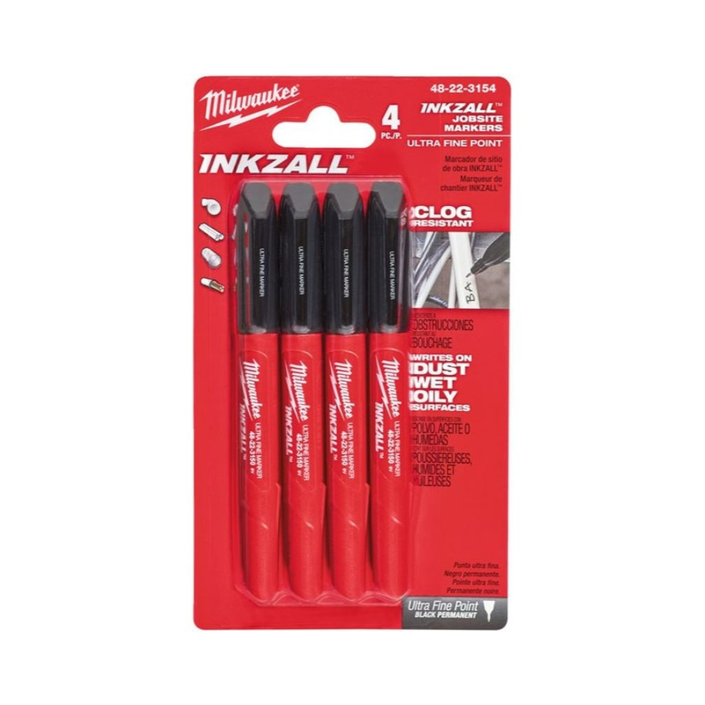 Milwaukee INKZALL Jelölő filc 0,6mm hegyű Fekete  (4db/cs) 48223154