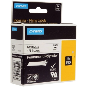   Dymo szalag  RHINO tartós poliészter 6mm fekete/fehér ID1 1805442