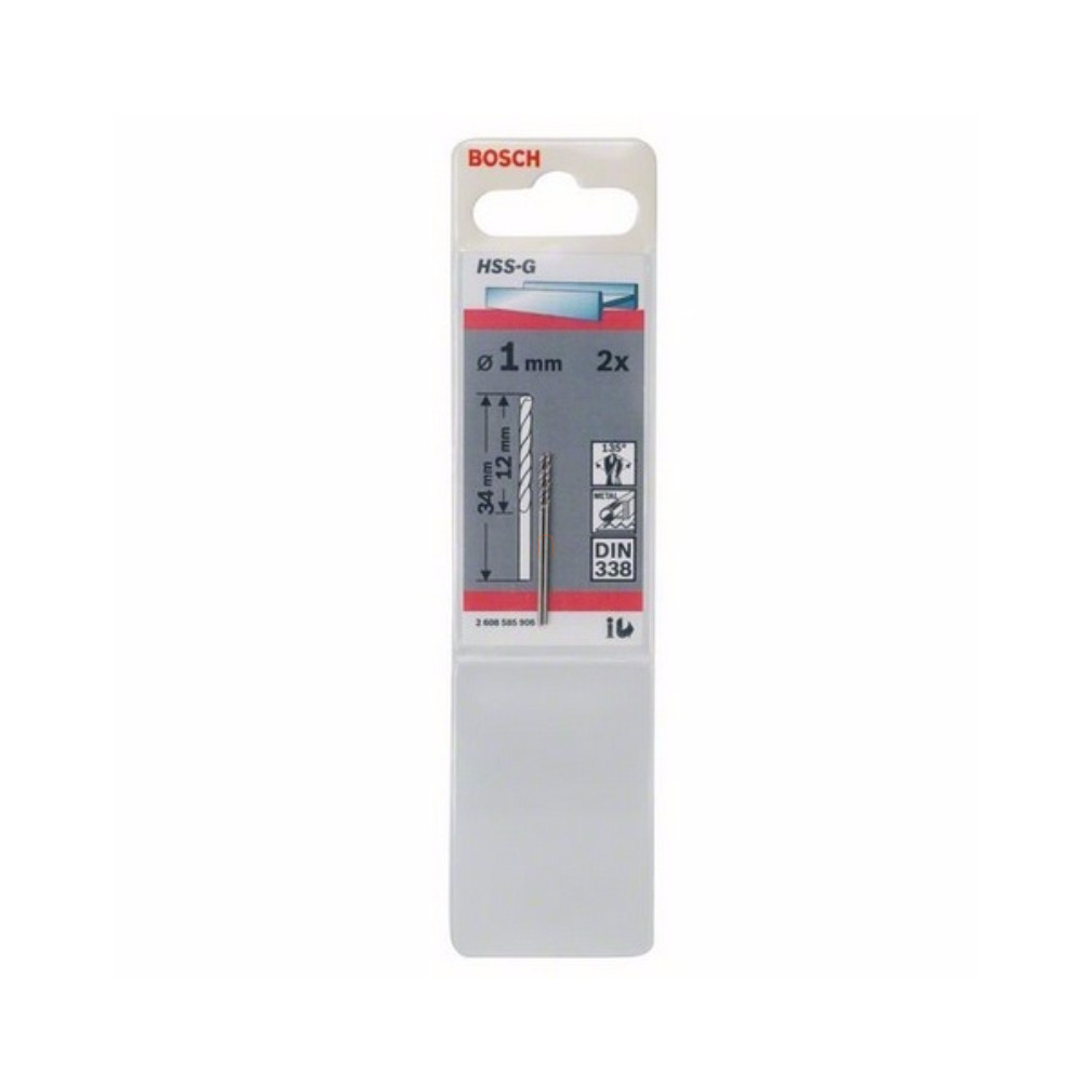 Bosch fémfúró HSS-G STD  1x12x34mm 2db/cs (2608585906) Megmunkálható anyagok:vastartalmú fémek, műanyag – Készlet erejéig!!!