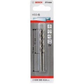   Bosch fémfúró HSS-G STD  4x43x75mm 2db/cs (2608585916) Megmunkálható anyagok:vastartalmú fémek, műanyag