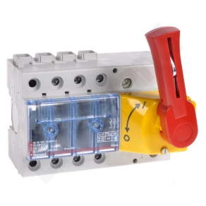   Legrand Vistop 63A 3P mellső, piros kar/sárga fedlap, terhelésszakaszoló kapcsoló sínre - 22312