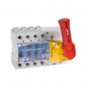   Legrand Vistop 63A 4P mellső, piros kar/sárga fedlap, terhelésszakaszoló kapcsoló sínre - 22315