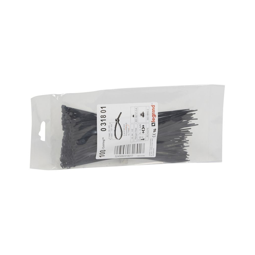 Kábelkötegelő 140x2,4 fekete Colring 031801 Legrand
