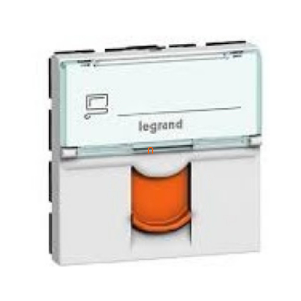 Legrand 076525 Program Mosaic LCS2 RJ45 aljzat Cat 6A STP, 2 modul,fehér,narancssárga redőnnyel