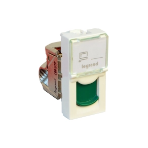   Legrand Program Mosaic 1 x RJ45 (UTP) Cat.6A 1 modul zöld redőnnyel fehér - 76526