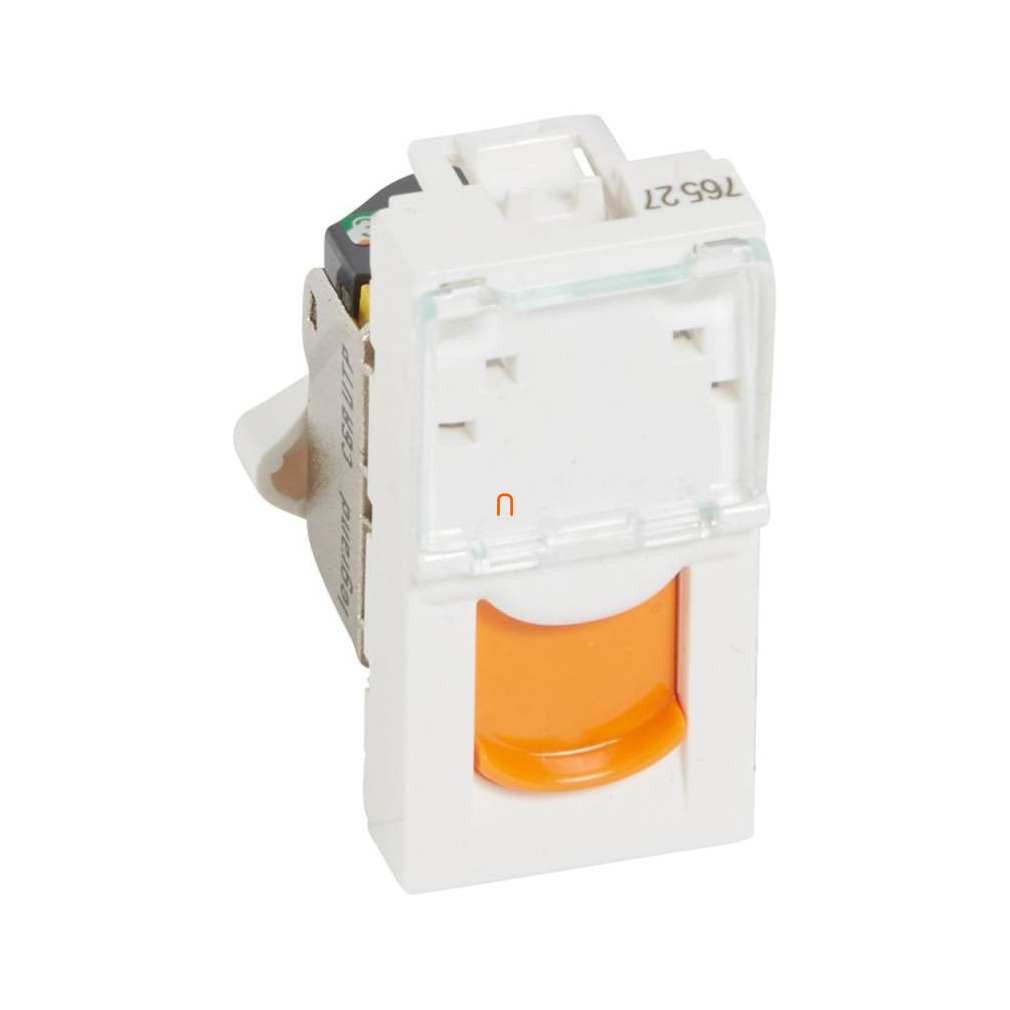 Legrand Program Mosaic RJ 45 informatikai csatlakozóaljzat, 1 x RJ 45 árnyékolatlan (UTP) Cat.6A, 1 modul széles, narancssárga redőnnyel, fehér 076527