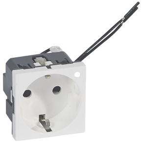   Legrand Program Mosaic 2P+F aljzat biztonsági zsaluval, jelzőfénnyel, rugós, 2m, fehér - 77212