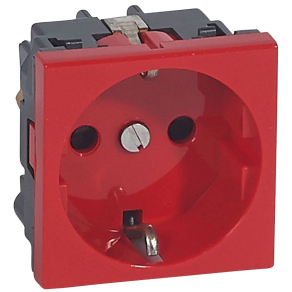   Legrand Program Mosaic 2P+F aljzat, antimikrobiális, piros - 77220