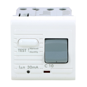   Legrand Program Mosaic 1P áramvédő kapcsoló 10A 2m, 30mA, fehér - 77531