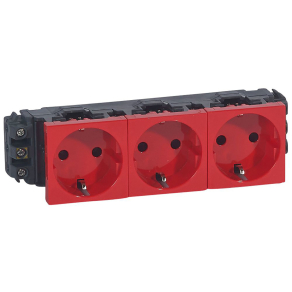   Legrand Program Mosaic 3x2P+F DLP aljzat, sínezett, csavaros, piros - 77613
