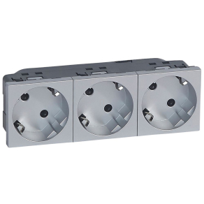   Legrand Program Mosaic 3x2P+F csatlakozóaljzat, sínezett, rugós, alumínium - 79283