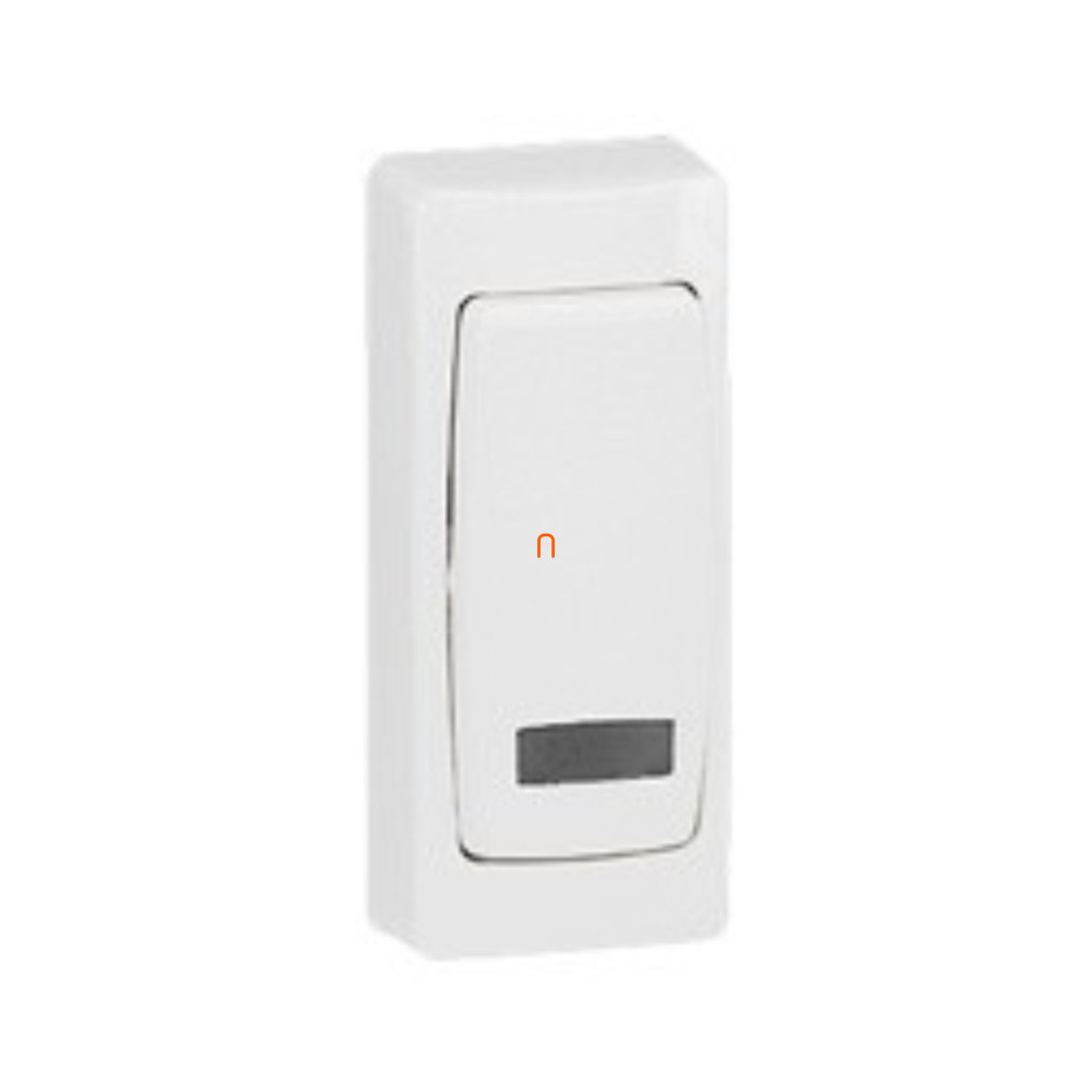 Legrand Oteo N101 keskeny egypólusú nyomó fényjelzős billentyűvel, glimm nélkül falon kívüli, kerettel 086088