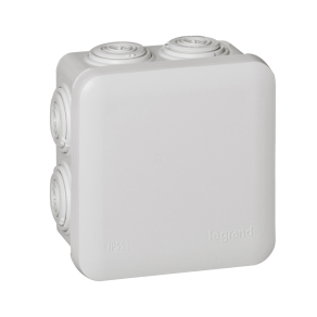   Legrand Plexo 55 négyzet alakú szerelődoboz 80×80×45 mm, 7 bemenet, szürke - 92012