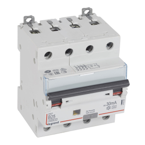   Legrand DX3 4P kombinált áram-védőkapcsoló B25 6000A / 10kA 30mA A típus - 411226