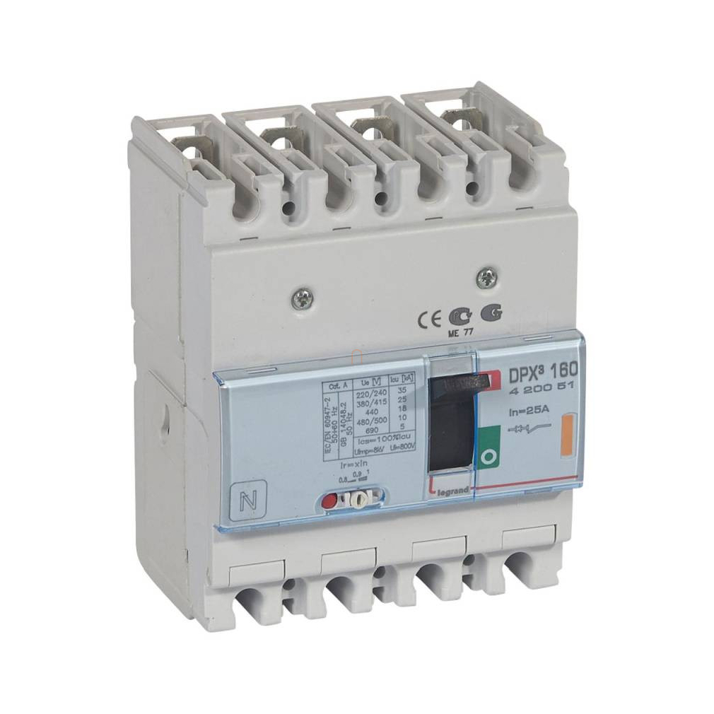 DPX3 160 25A 4P termikus mágneses 25kA kompakt megszakító 420051