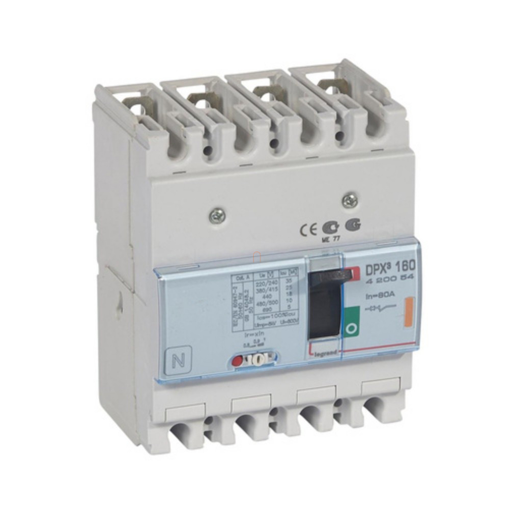 DPX3 160 80A 4P termikus mágneses 25kA kompakt megszakító 420054