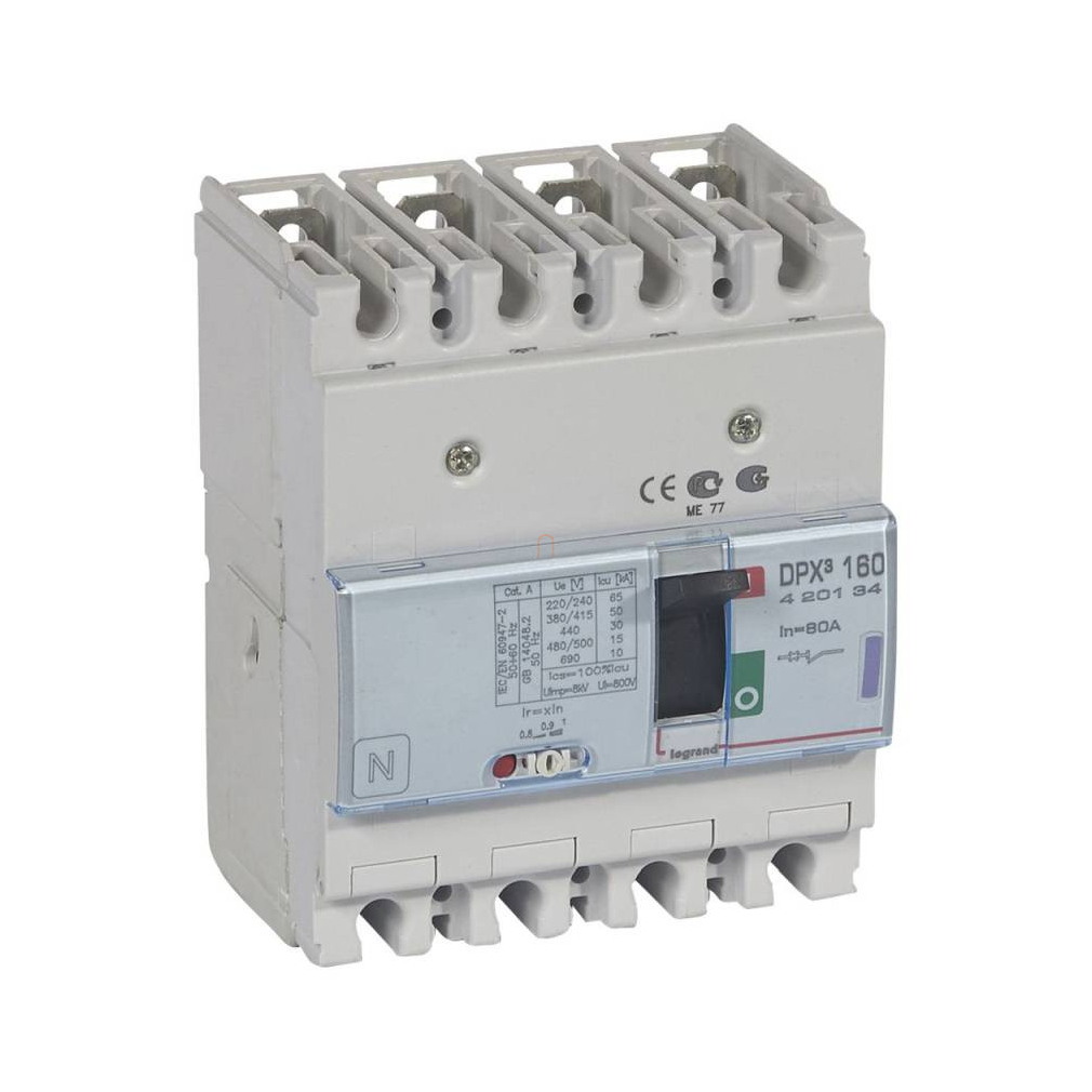 DPX3 160 80A 4P termikus mágneses 50kA kompakt megszakító 420134