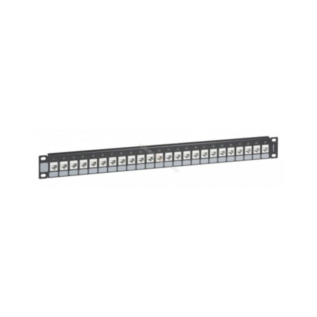 PATCH panel 24 port UTP/FTP keystone üres váz, fém kábeltartóval Legrand-Linkeo 632792