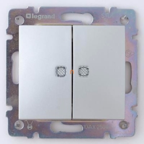   Legrand Valena kettős váltókapcsoló jelzőfénnyel, alumínium - 770212