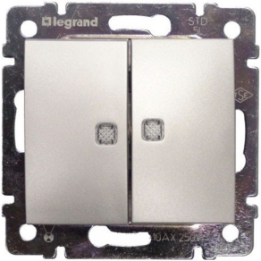   Legrand Valena csillárkapcsoló 2 ellenörzőfénnyel, alumínium - 770213