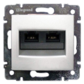   Legrand Valena Valena 2xRJ45 LCS2 Cat6 UTP aljzat alumínium - 770243
