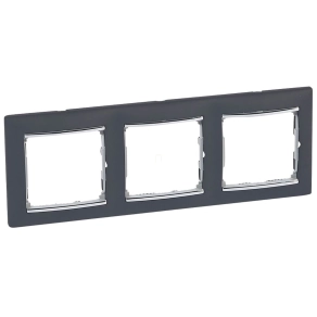   Legrand Valena fekete / ezüst, 3-as vízszintes keret - 770393
