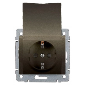   Legrand Galea Life 2P+F aljzat biztonsági zsaluval, csapófedéllel, mélybronz - 771264