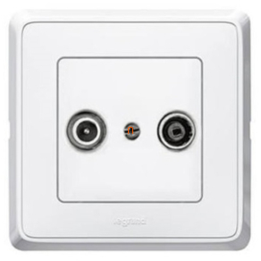   Legrand Cariva 773832 fehér TV-RD aljzat, 1dB, végzáró kerettel - 773832