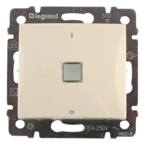   Legrand Valena kétpólusú kapcsoló ellenőrzőfénnyel 16A, elefántcsont - 774114