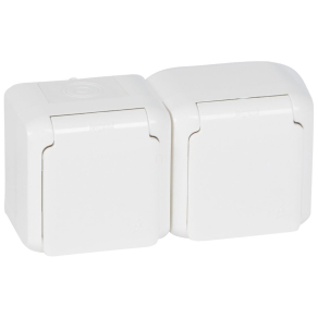   Legrand Forix IP44 fk 2x2P+F földelt csatlakozóaljzat, 16A, csapófedéllel, biztonsági zsaluval, fehér - 782374