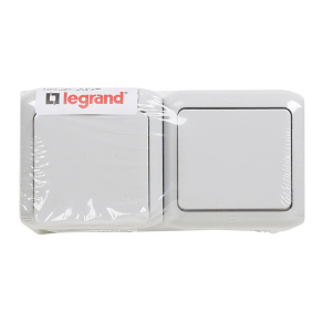   Legrand Forix IP44 fk 1P kapcsoló + 2P+F csatlakozóaljzat, csapófedéllel, biztonsági zsaluval, szürke - 782391
