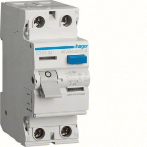 HAGER  Hibaáramrelé 2P, 40A, 30mA, AC CD240J