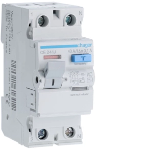 HAGER  Hibaáramrelé 2P, 40A, 100mA, AC CE241J