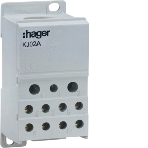   Hager Elosztóblokk 1P 250A be 35-95mm2 ki 2x6-35mm2, 5x1,5-16mm2, 4x1,5-10mm2 KJ02A