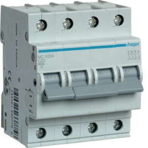 HAGER MC425A Kismegszakító 4P, C-25A, 6kA/10kA, 4M