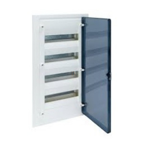   Kiselosztó süllyesztett 4soros, 72 modulos átlátszó ajtóval IP40 PE/N sínnel HAGER Golf VF418TD