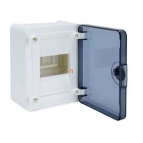   Kiselosztó falonkívüli 1soros, 8 modulos átlátszó ajtóval IP40 PE/N sínnel HAGER Golf VS108TD