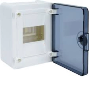   Kiselosztó falonkívüli 1soros, 12 modulos átlátszó ajtóval IP4 PE/N sínnel HAGER Golf VS112TD