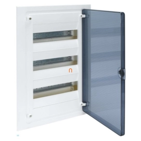   Kiselosztó falonkívüli 3soros, 36 modulos átlátszó ajtóval IP40 PE/N sínnel HAGER Golf VS312TD