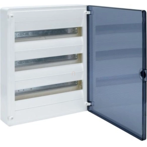   Kiselosztó falonkívüli 3soros, 54 modulos átlátszó ajtóval IP40 PE/N sínnel HAGER Golf VS318TD