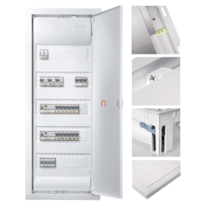   Kiselosztó süllyesztett 5soros, 60 modulos teli ajtóval IP30 PE/N sínnel HAGER Volta VU60NE