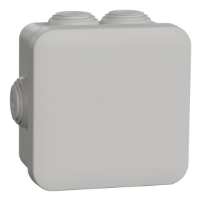   Schneider Electric Mureva - ENN05004 - Falon kívüli kötődoboz, 80x80x45 mm, 7 db tömítéses kiállás, IP55, szürke