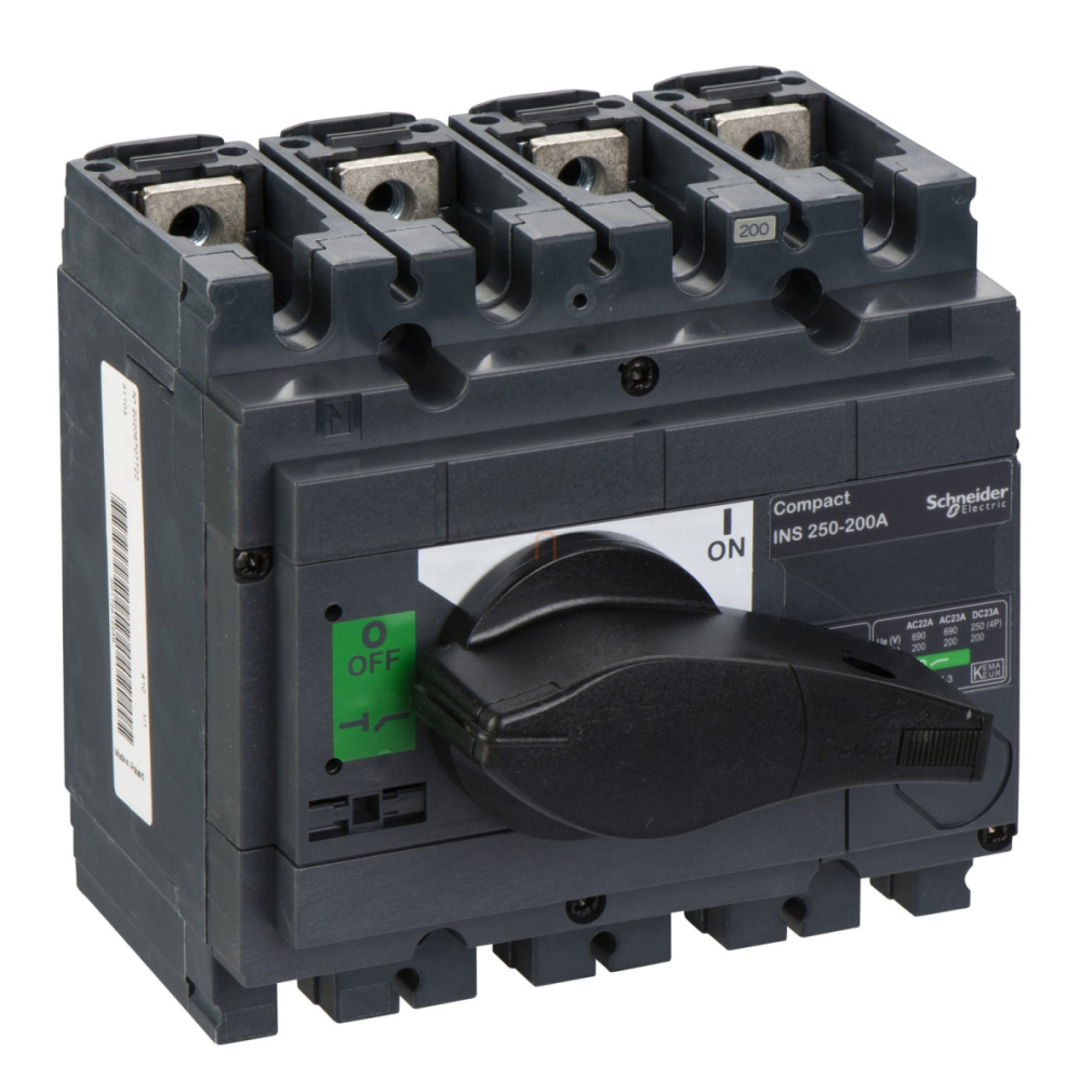 Interpact INS250/200A 4P fekete kapcsolókarral 31103 Schneider