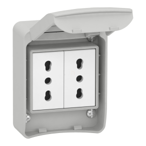   Schneider Electric Kaedra Box - 81139 - Mureva PK (Pratika) Háztartási aljzat, 2x2P+F, 65x85, szürke, IP65, olasz