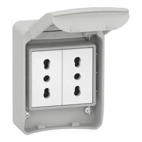 Schneider Electric Kaedra Box - 81139 - Mureva PK (Pratika) Háztartási aljzat, 2x2P+F, 65x85, szürke, IP65, olasz