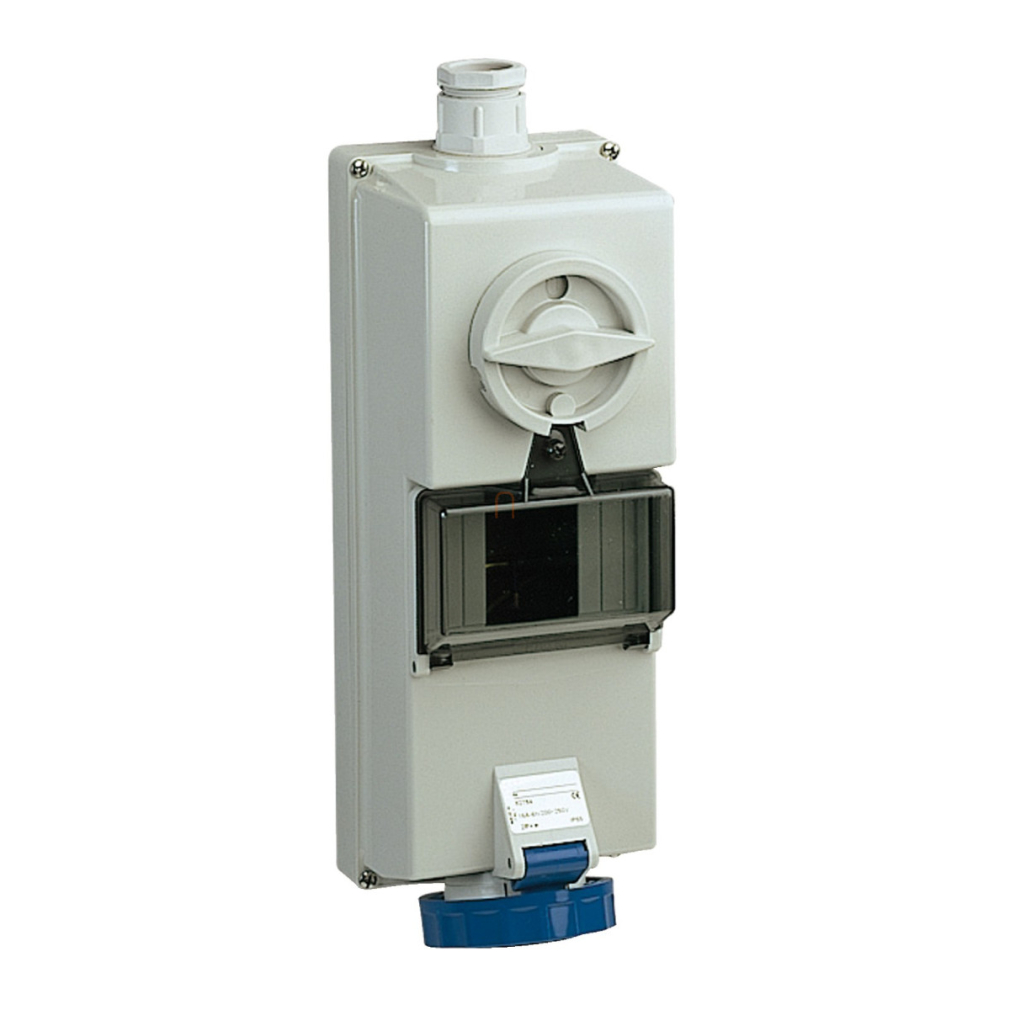 ISOBLOCK Falra szerelhető, reteszelhető aljzat, 2P+F, 6h, 16A, 250V, IP65, DIN sínnel 82754 Schneider