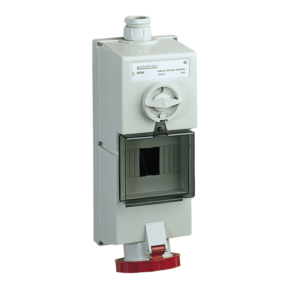 ISOBLOCK Falra szerelhető, reteszelhető aljzat, 3P+N+F, 6h, 63A, 415V, IP65, DIN sínnel 82783 Schneider
