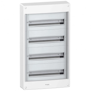   Schneider Pragma kiselosztó falon kívüli, 4x18 (72 modul) ajtó nélkül, PEN sín, fehér PRA20418