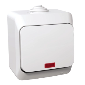 Schneider Electric Cedar Plus - WDE000561 - Váltókapcsoló, jelzőfénnyel, IP44, fehér